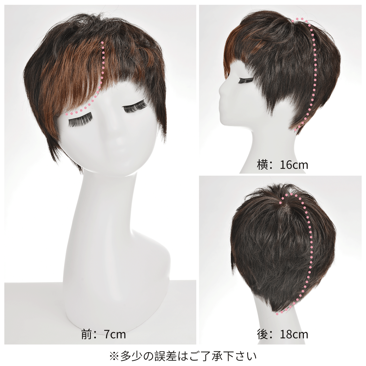 人毛ミックス　ウィッグ　ポイントカラー　フルウィッグ　自然　ショート　かつら　総手植え　ネイチャーショー 02#